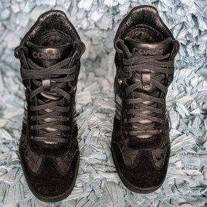 Coach Alara Black Wedge Hi-Top Sneakers